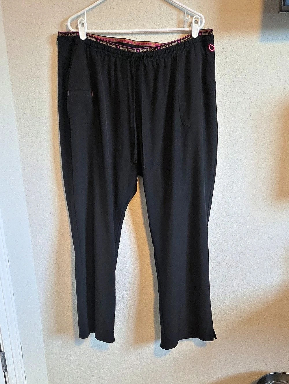 HeartSoul Break On Through Heart Breaker Black Flare Scrub Pants 3XL
